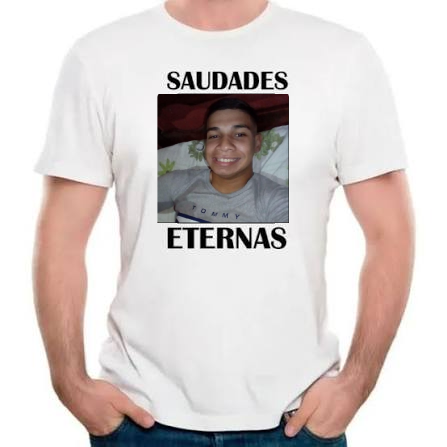 CAMISETA SAUDADES ETERNAS COM FOTO PERSONALIZADA LUTO